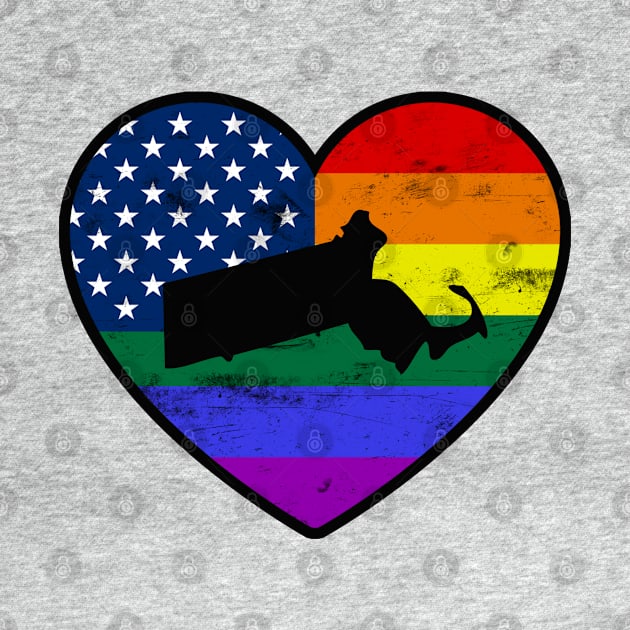 Massachusetts United States Gay Pride Flag Heart by TextTees